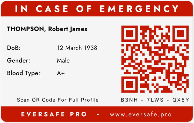 ICE card for RJ Thompson — with DNR order on file