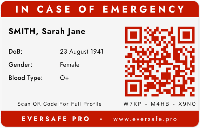 ICE card for SJ Smith — standard card without DNR